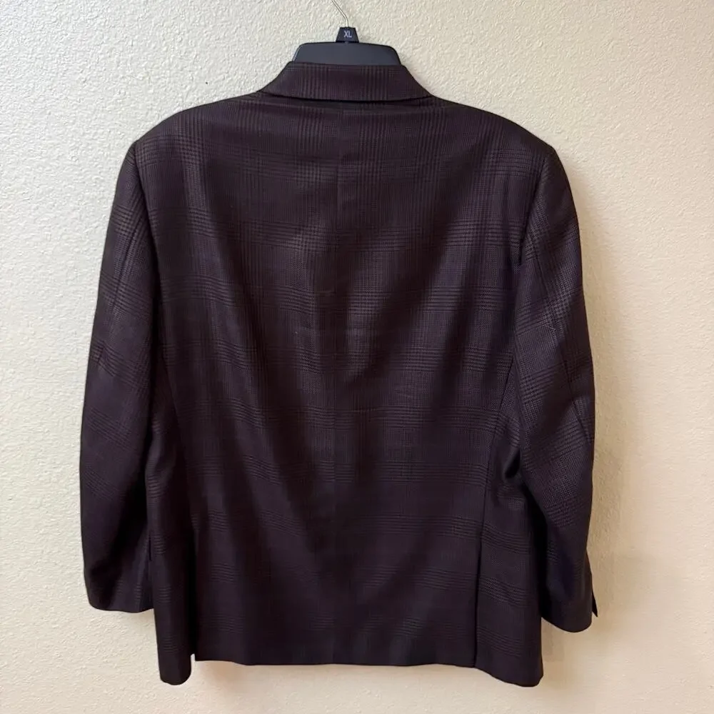 ELI THOMAS Santana Row Brown GlenPlaid Huddersfield Blazer Silk Super 120s Spain